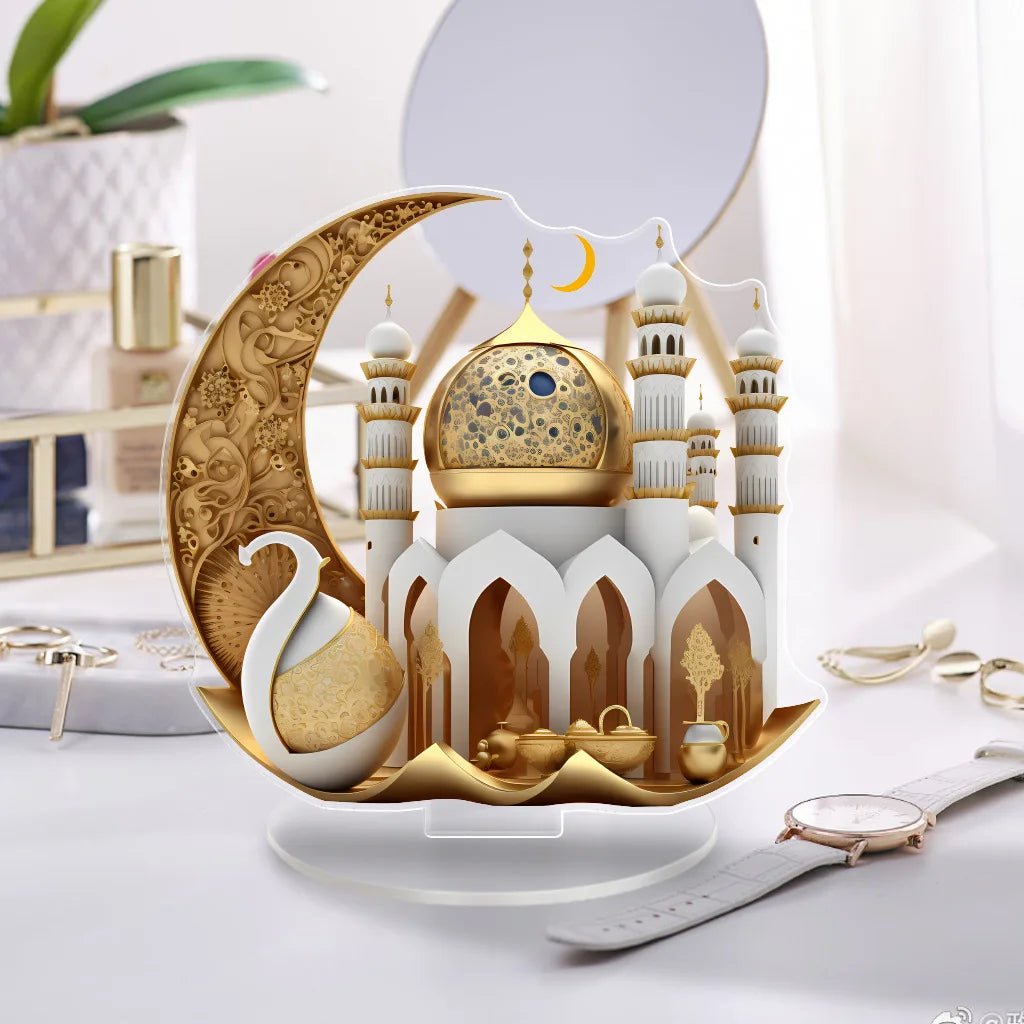 Ramadan Dekoration – Elegant Bordspynt med Måne & Moské - World of StylesRamadan Dekoration – Elegant Bordspynt med Måne & MoskéHem & Inredning → Dekoration → Ramadan / HögtidRamadan Dekoration – Elegant Bordspynt med Måne & Moské